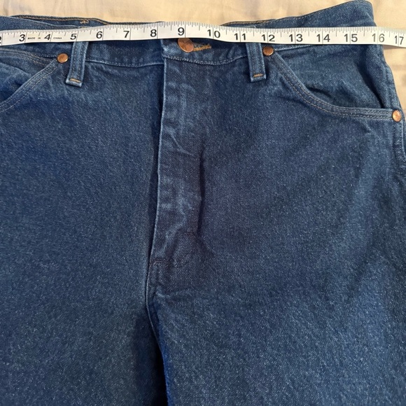 Wrangler Jeans Men Size 32x36 Original Fit Blue Denim 5 Pocket Cowboy Western - Picture 6 of 10